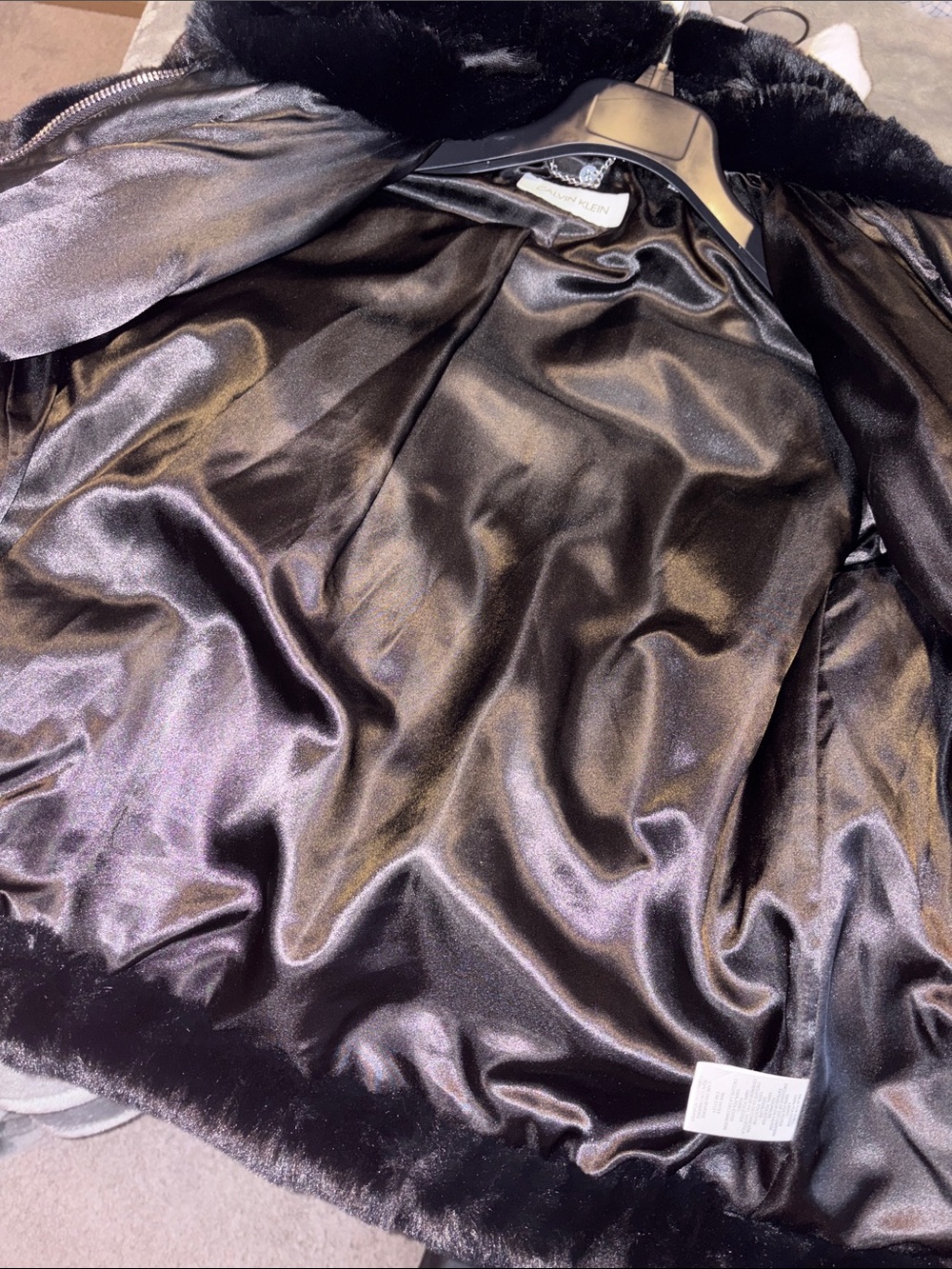 Calvin Klein Black Faux Fur Teddy Jacket - Picture 8 of 8